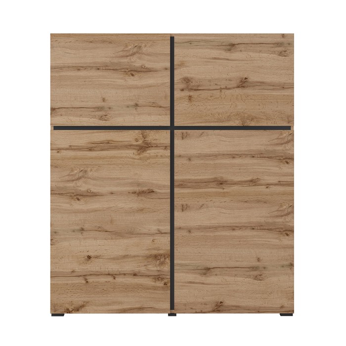 Buffet alto colori rovere e nero L120xH140xP40 collezione HAVANA. Credenza alta design con 4 porte.