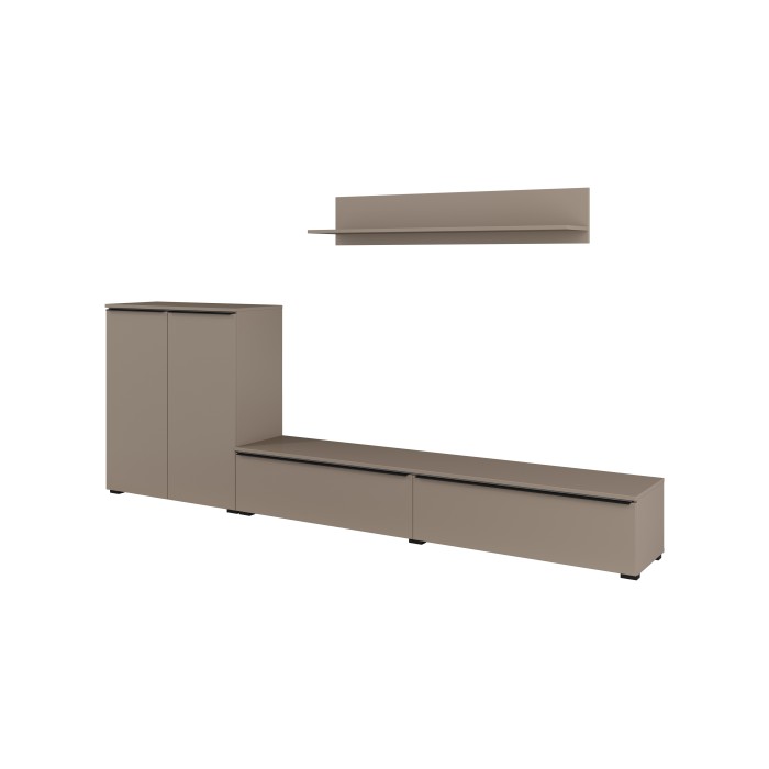 Set di 3 mobili da soggiorno ALICE – Libreria, Buffet 2, Mobile TV colore marrone congo con illuminazione LED