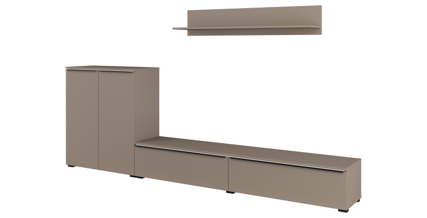 Ensemble de 3 meubles de salon ALICE – Étagère, Buffet 2, Meuble TV coloris marron congo avec éclairage LED
