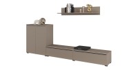 Ensemble de 3 meubles de salon ALICE – Étagère, Buffet 2, Meuble TV coloris marron congo avec éclairage LED