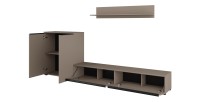 Ensemble de 3 meubles de salon ALICE – Étagère, Buffet 2, Meuble TV coloris marron congo avec éclairage LED