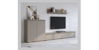 Ensemble de 3 meubles de salon ALICE – Étagère, Buffet 2, Meuble TV coloris marron congo avec éclairage LED