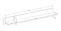 Wandplank 180cm in wit en zwart. Collectie HAVANA.