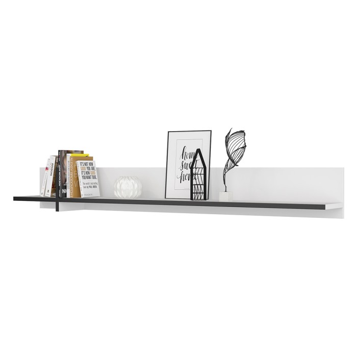 Estantería de pared 180cm en colores blanco y negro. Colección HAVANA.