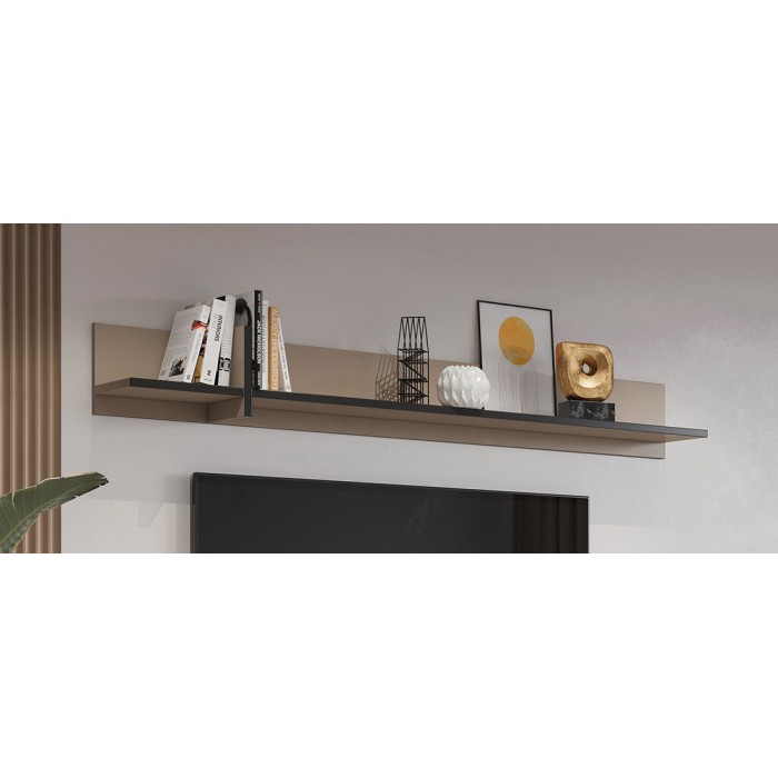 Estante de pared 180cm en colores beige y negro. Colección HAVANA.