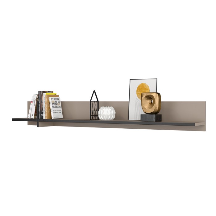 Estante de pared 180cm en colores beige y negro. Colección HAVANA.