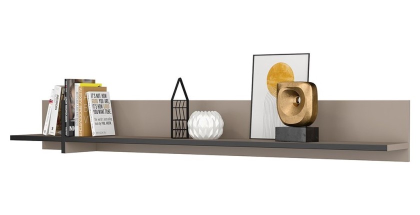 Estantería de pared de 180 cm en colores beige y negro. Colección HAVANA.