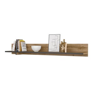 Estantería de pared de 180 cm en color roble y negro. Colección HAVANA.