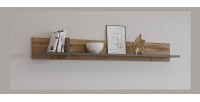 Estantería de pared de 180 cm en color roble y negro. Colección HAVANA.