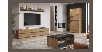 Étagère murale 180cm coloris chêne et noir. Collection HAVANA.