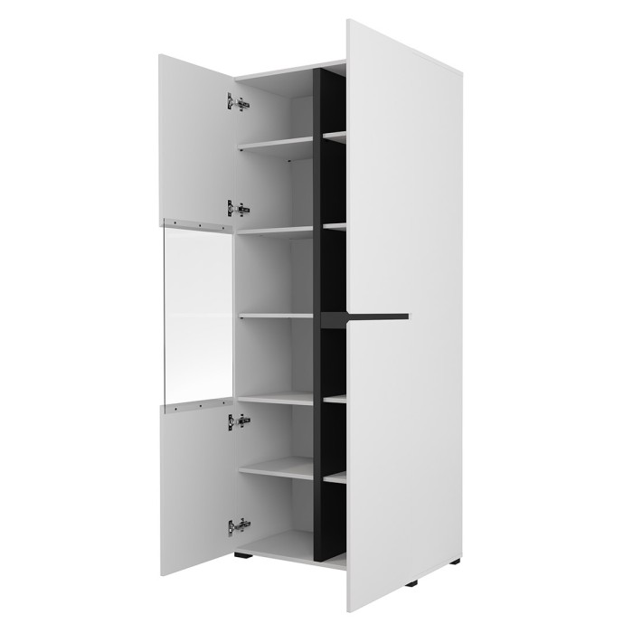 Vetrina alta 2 porte collezione HAVANA. Colori bianco e nero.