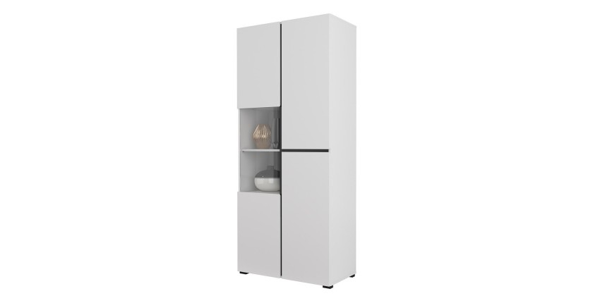 Vetrina alta 2 porte collezione HAVANA. Colori bianco e nero.