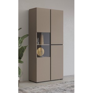 Vitrine haute 2 portes collection HAVANA. Coloris beige et noir.