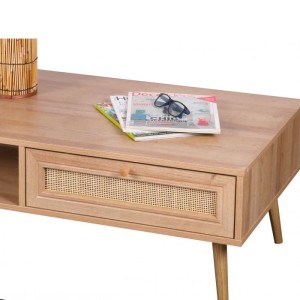 Mesa baja ALTA de roble claro - Diseño escandinavo y almacenamiento práctico