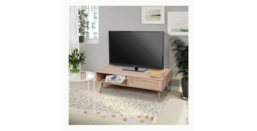 Mesa baja ALTA de roble claro - Diseño escandinavo y almacenamiento práctico