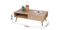 Mesa baja ALTA de roble claro - Diseño escandinavo y almacenamiento práctico