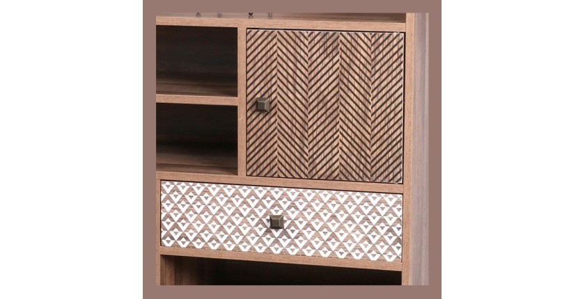 Libreria ALTA colore rovere chiaro con 2 porte e 1 cassetto - Design scandinavo e pratico spazio di archiviazione