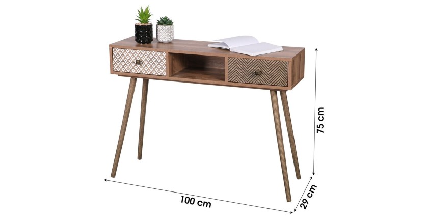 Console ALTA in lichte eikenkleur met 2 lades - Scandinavisch design en praktische opbergruimte