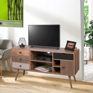 Mueble para TV colección ALTA color roble con 4 cajones - Diseño escandinavo y almacenamiento práctico