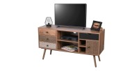 Mueble para TV colección ALTA color roble con 4 cajones - Diseño escandinavo y almacenamiento práctico