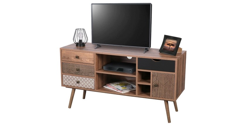 Mueble para TV colección ALTA color roble con 4 cajones - Diseño escandinavo y almacenamiento práctico