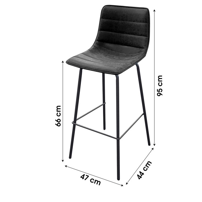 Set di 2 sgabelli da bar con schienale effetto pelle ardesia collezione NETS - Stile industriale