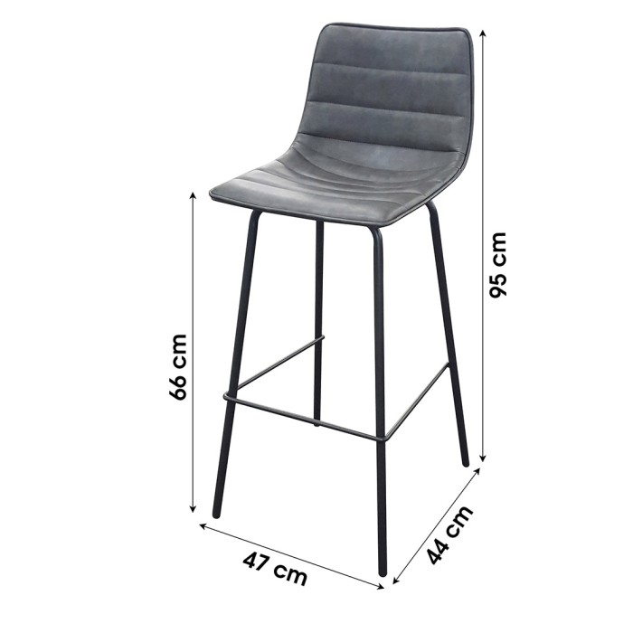 Set di 2 sgabelli da bar con schienale in effetto pelle grigio quarzo collezione NETS - Stile industriale