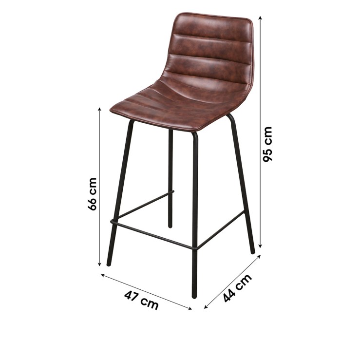 Set di 2 sgabelli da bar con schienale in effetto cuoio mogano collezione NETS - Stile industriale