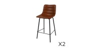 Lote de 2 taburetes de bar con respaldo efecto cuero canela colección NETS - Estilo industrial