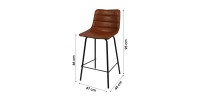 Lote de 2 taburetes de bar con respaldo efecto cuero canela colección NETS - Estilo industrial