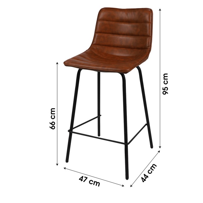 Lot de 2 tabourets de bar avec dossier effet cuir cannelle collection NETS - Style industriel