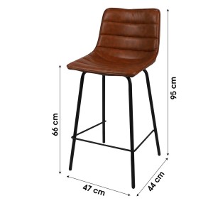 Lote de 2 taburetes de bar con respaldo efecto cuero canela colección NETS - Estilo industrial