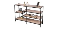 Industriële stijl HOLBORN collectie entreeconsole. Eiken- en zwarte kleur. 5 planken