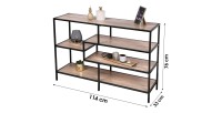 Industriële stijl HOLBORN collectie entreeconsole. Eiken- en zwarte kleur. 5 planken