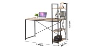 Bureau bois et métal HOLBORN avec étagères, coloris chêne et noir