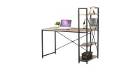 Houten en metalen bureau HOLBORN met planken, eiken en zwart kleur