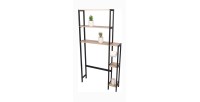 Mueble contorno WC HOLBORN en roble y negro con estantes – Diseño industrial y práctico