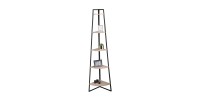Étagère d'angle 5 niveaux collection HOLBORN – Style industriel, coloris chêne et noir