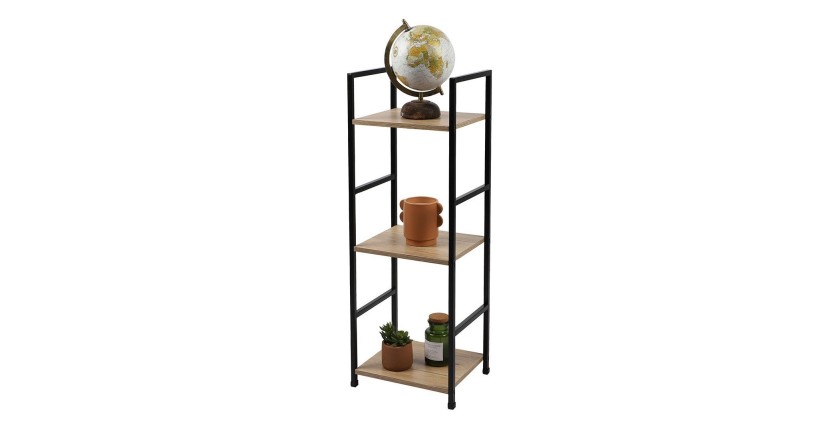 Scaffale a 3 ripiani collezione HOLBORN - Stile industriale, colore quercia e nero