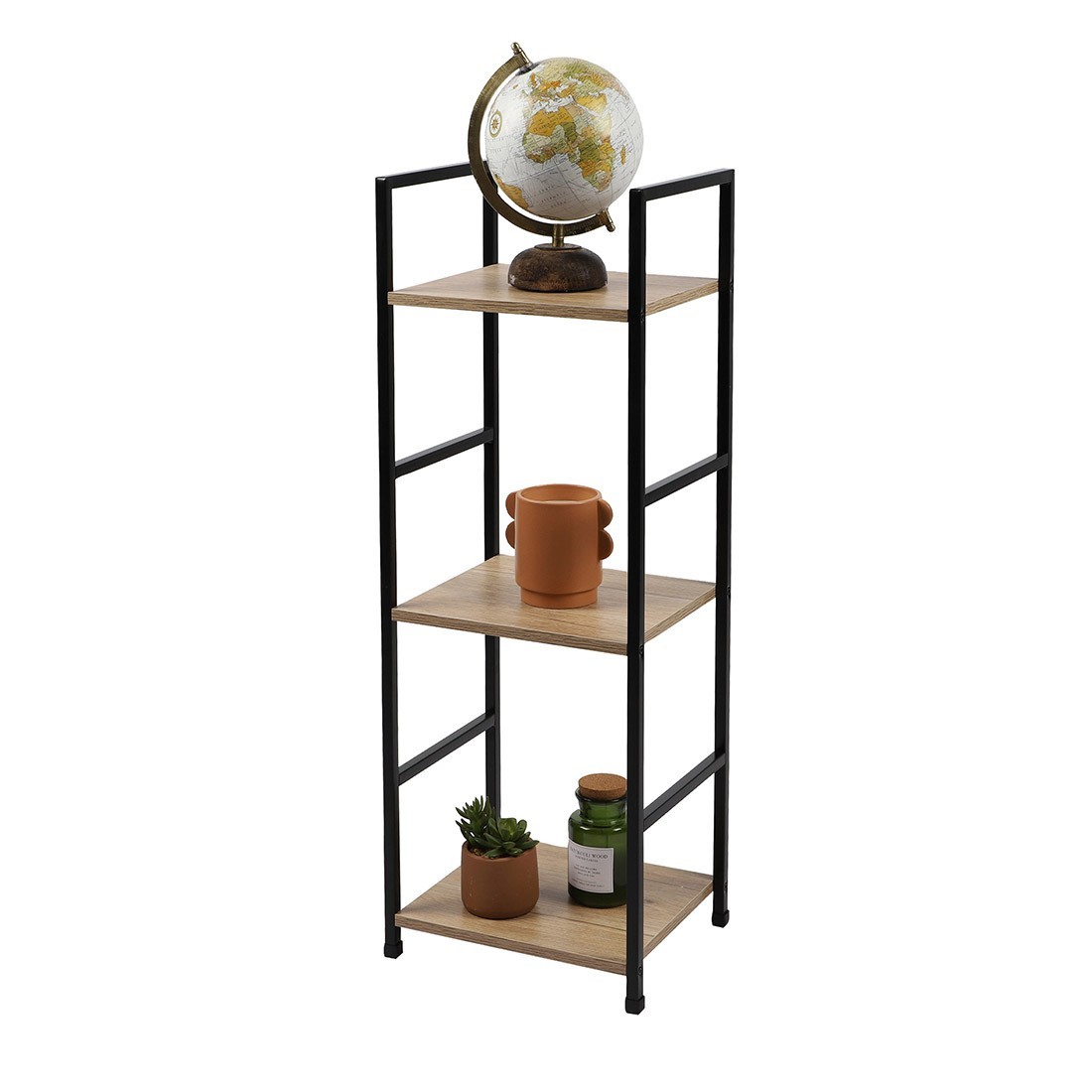 Scaffale a 3 ripiani collezione HOLBORN - Stile industriale, colore quercia e nero