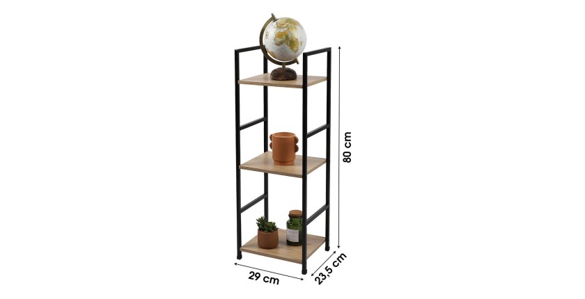Scaffale a 3 ripiani collezione HOLBORN - Stile industriale, colore quercia e nero