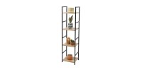 Étagère 4 niveaux collection HOLBORN – Style industriel, coloris chêne et noir