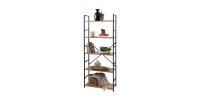 Libreria a 5 livelli collezione HOLBORN - Stile industriale, colore rovere e nero