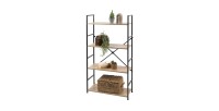 Libreria a 4 livelli collezione HOLBORN - Stile industriale, colore quercia e nero