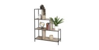 Trapvormige boekenkast met 4 niveaus uit de HOLBORN collectie - Industriële stijl, eiken en zwart