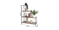Étagère escalier sur 4 niveaux collection HOLBORN – Style industriel, coloris chêne et noir