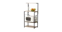 Carrito de cocina estilo industrial colección HOLBORN estructura de metal negro y estantes de madera.