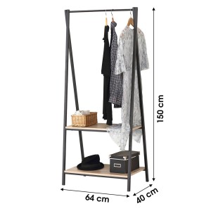 Guardaroba con 2 scaffali collezione HOLBORN stile industriale colore rovere e nero