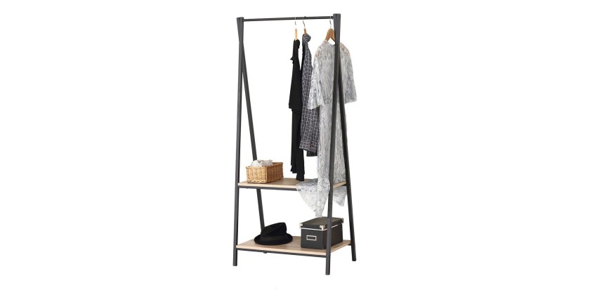 Guardaroba con 2 scaffali collezione HOLBORN stile industriale colore rovere e nero