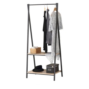 Penderie avec 2 étagères collection HOLBORN style industriel coloris chêne et noir